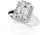 White gold Emerald Cut Halo Solitaire Engagement Ring with Square Band and Four-Prong Setting_103