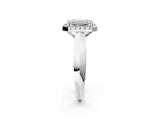White gold Emerald Cut Halo Solitaire Engagement Ring with Square Band and Four-Prong Setting_104