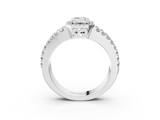 White gold Emerald Cut Halo Split Shank Diamond Ring with Four-Prong Setting_82