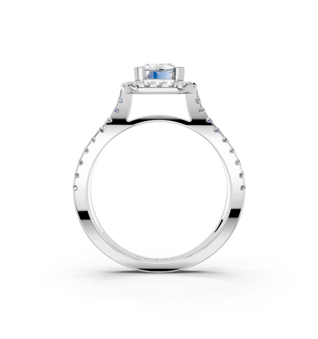 White gold Emerald Cut Halo Split Shank Pave Set Ring_28