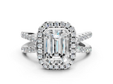 White gold Emerald Cut Halo Split Shank Pave Set Ring_68