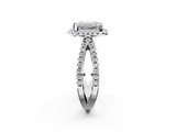 White gold Emerald Cut Halo Split Shank Pave Set Ring_70