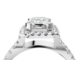 White gold Emerald Cut Halo Split Shank Pave Set Ring_72