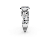 White gold Emerald Cut Halo Split Shank Prong Setting Ring_115