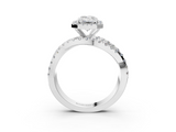 White gold Emerald Cut Halo Split Shank Prong Setting Ring_116