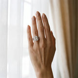 Silver 0.92 Carat F VS1 Emerald Cut Halo Split Shank Prong Setting Ring