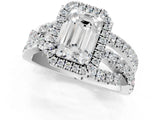 White gold Emerald Cut Halo Split Shank Prong Setting Ring_21