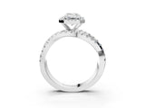 White gold Emerald Cut Halo Split Shank Prong Setting Ring_23