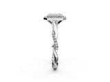 White gold Emerald Cut Halo Twisted Band Four-Prong Ring_48