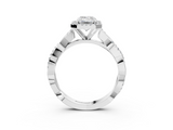 White gold Emerald Cut Halo Twisted Band Four-Prong Ring_49
