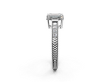 White gold Emerald Cut Milgrain Channel Set Engagement Ring with Solitaire Prong Setting_89