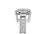 White gold Emerald Cut Milgrain Channel Set Engagement Ring with Solitaire Prong Setting_92