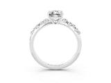 White gold Emerald Cut Moissanite Cluster Side Stone Solitaire Ring with Prong Setting_27