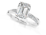 White gold Emerald Cut Moissanite Engagement Ring with Side Stone Accents and Four-Prong Setting_28