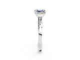 White gold Emerald Cut Moissanite Engagement Ring with Side Stone Accents and Four-Prong Setting_29
