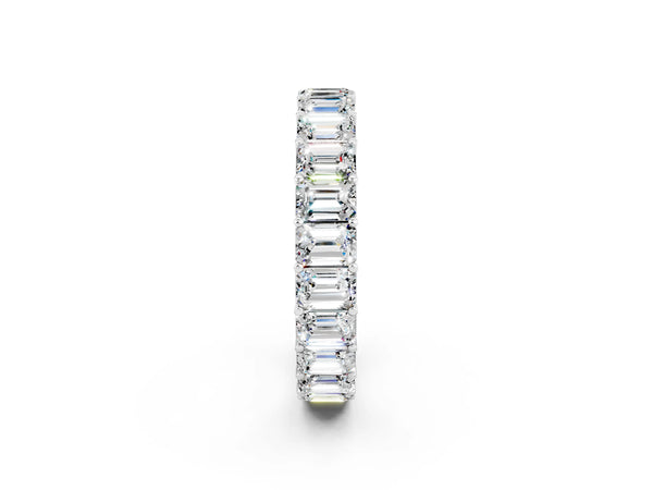 Silver Emerald Cut Diamond Eternity Band with Shared Prong Setting
