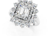 White gold Emerald Cut Moissanite Floral Double Halo Engagement Ring with Prong Setting_37