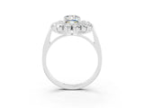 White gold Emerald Cut Moissanite Floral Double Halo Engagement Ring with Prong Setting_39