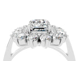White gold Emerald Cut Moissanite Floral Double Halo Engagement Ring with Prong Setting_40