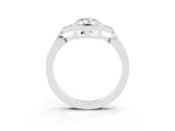 White gold Emerald Cut Moissanite Halo Ring with Tapered Band and Four-Prong Setting_3