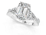White gold Emerald Cut Moissanite Halo Twist Band Solitaire Prong Setting Ring_1