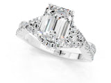White gold Emerald Cut Moissanite  Halo Twist Band Solitaire Prong Setting Ring_25