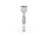 White gold Emerald Cut Moissanite  Halo Twist Band Solitaire Prong Setting Ring_26