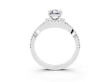 White gold Emerald Cut Moissanite  Halo Twist Band Solitaire Prong Setting Ring_27