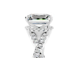 White gold Emerald Cut Moissanite  Halo Twist Band Solitaire Prong Setting Ring_29