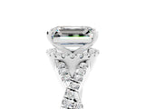 White gold Emerald Cut Moissanite Halo Twist Band Solitaire Prong Setting Ring_5