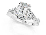 White gold Emerald Cut Moissanite  Halo Twist Band Solitaire Prong Setting Ring_67