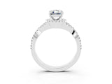 White gold Emerald Cut Moissanite  Halo Twist Band Solitaire Prong Setting Ring_69