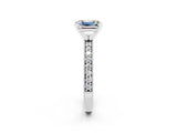 White gold Emerald Cut Moissanite Milgrain Pavé Engagement Ring with Four-Prong Setting_14