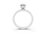 White gold Emerald Cut Moissanite Milgrain Pavé Engagement Ring with Four-Prong Setting_15