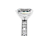 White gold Emerald Cut Moissanite Milgrain Pavé Engagement Ring with Four-Prong Setting_17