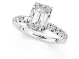 White gold Emerald Cut Moissanite Pavé Solitaire Ring with Round Band and Prong Setting_37