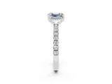 White gold Emerald Cut Moissanite Pave Band Solitaire Ring with Four-Prong Setting_26