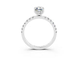 White gold Emerald Cut Moissanite Pave Band Solitaire Ring with Four-Prong Setting_27
