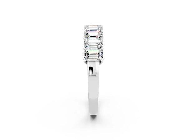 White gold Emerald Cut Moissanite Prong-Set Eternity Band
