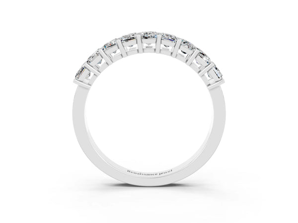 White gold Emerald Cut Moissanite Prong-Set Eternity Band
