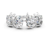White gold Emerald Cut Moissanite Prong-Set Half Eternity Band_18