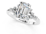 White gold Emerald Cut Moissanite Ring with Side Stones and Four-Prong Setting_37