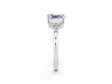 White gold Emerald Cut Moissanite Ring with Side Stones and Four-Prong Setting_38