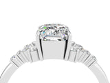 White gold Emerald Cut Moissanite Ring with Side Stones and Four-Prong Setting_40