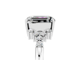 White gold Emerald Cut Moissanite Ring with Side Stones and Four-Prong Setting_41