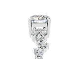 White gold Emerald Cut Moissanite Scattered Round Accent Ring with Prong Setting_29