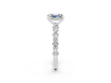 White gold Emerald Cut Moissanite Side Stone Solitaire Ring with Round  and Four-Prong Setting_62
