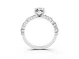 White gold Emerald Cut Moissanite Side Stone Solitaire Ring with Round  and Four-Prong Setting_63