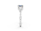 White gold Emerald Cut Moissanite Solitaire Celtic Knot Ring with Four-Prong Setting_14