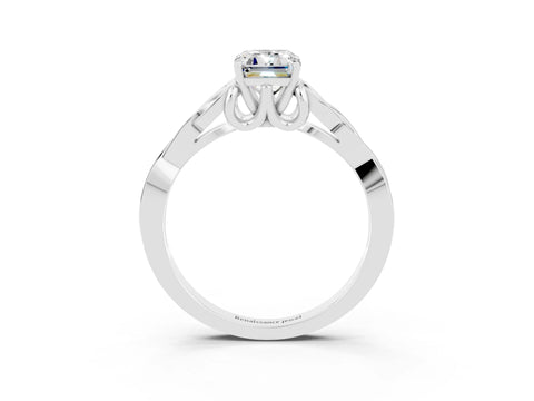 White gold Emerald Cut Moissanite Solitaire Celtic Knot Ring with Four-Prong Setting_15